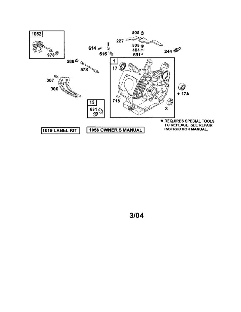Cylinder Diagram and Parts List for 0103-0161 Briggs and Stratton Engine